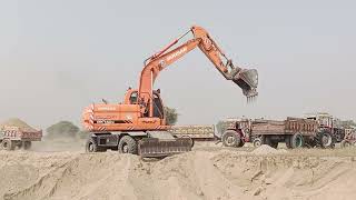 Tractors pulling sand loaded Trolleys by Excavator Machine. | Tractors Trolleys Wala