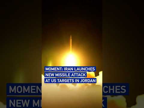 MOMENT: Iran launches new missile attack at US targets in Jordan #worldnow