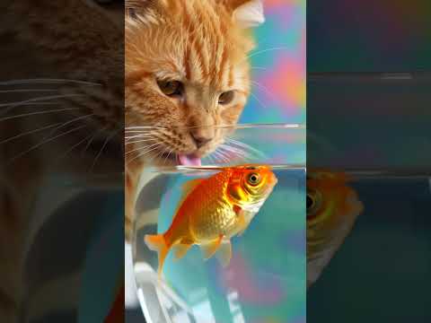 #cat #goldenfish #cutecat #nice cat & fish