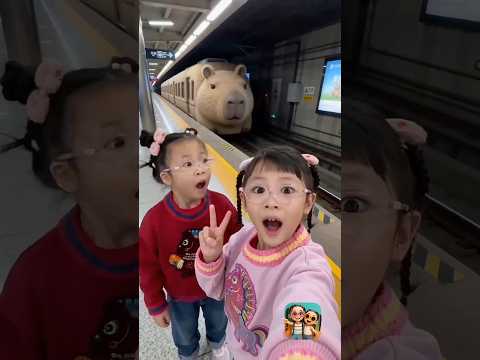 Girl Rides a Bear Train Full of Cute Baby Bears 🐻🚂😲
