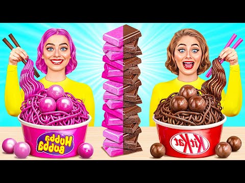 Desafío Comida de Chicle vs de Chocolate | Cocina Sabrosa Hacks por Mega DO Challenge