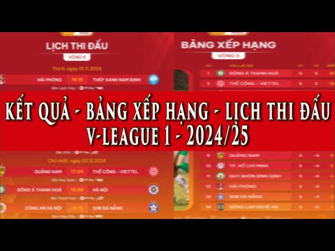 🔴KẾT QUẢ BÓNG ĐÁ - BẢNG XẾP HẠNG - LỊCH THI ĐẤU VÒNG 6 V-LEAGUE 2024/25 | TIN BÓNG ĐÁ HÔM NAY 1/11