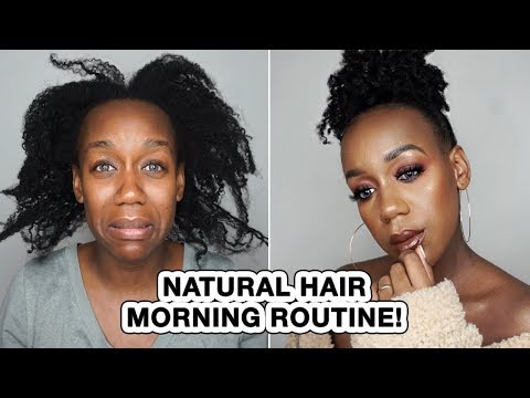 MY MORNING NATURAL HAIR ROUTINE FOR TYPE 4 HAIR! | MOISTURIZING HAIR & HIGH PUFF