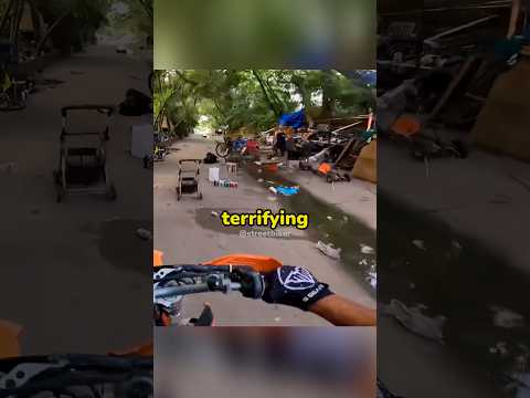 Homeless Camp People Block Biker! 😨