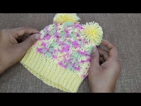 GORRO PUNTO ABANICO BONITO Y FÁCIL PARA BEBES PASO A PASO TEJIDO EN CROCHET.