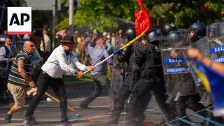 YouTube video thumbnail: Farmers and Security Forces Clash in Romania During a Protest