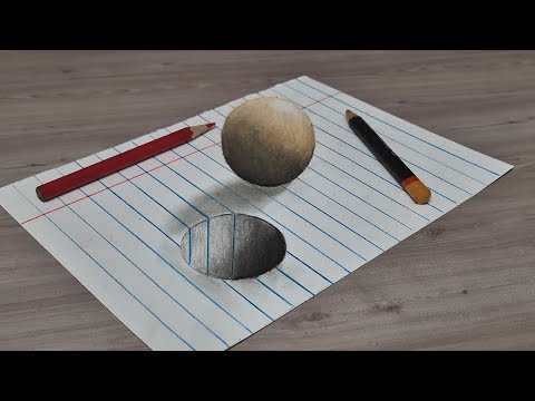 3d drawing sphere on paper