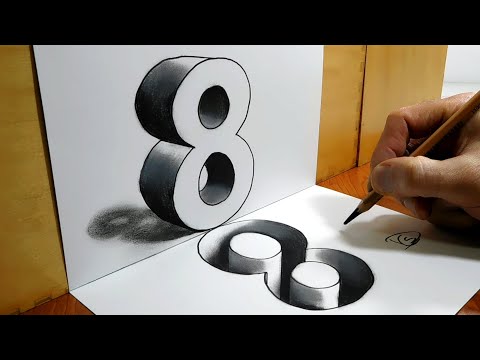 3D Trick Art on Paper, Number 8 and its Hole