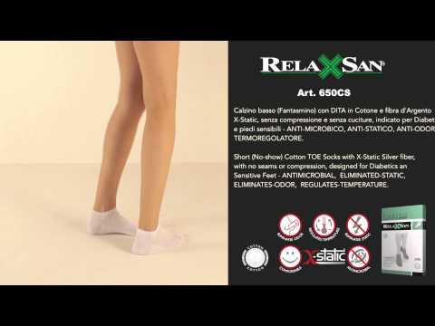 Calzino corto con dita per diabetici/Diabetic toe socks short - X-Static - Art.650CS Relaxsan