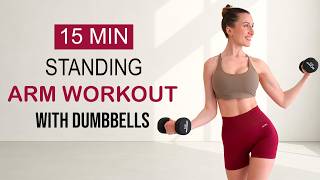 15 Min ALL STANDING ARM WORKOUT with Weights | Toned Biceps, Triceps + Shoulders | Quick + Effective