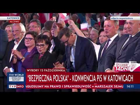 Bezpieczna Polska, konwencja PiS. Śpiew „Polska! Biało-czerwoni!” słychać było głośno i wyraźnie.
