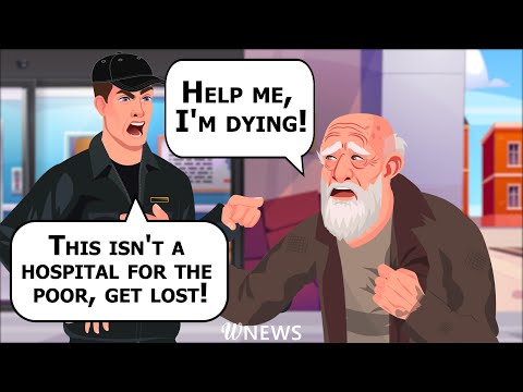 This exhausted indigent old man barely managed to get to the hospital entrance