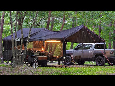 $69,999 NEW TRUCK + NEW INFLATABLE CAMPER ☔ CAMPING IN THE RAIN WITH DOG