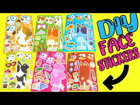 Bluey DIY Silly Face Stickers with Bingo, Coco, Honey Dolls