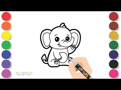 How to Draw a Cute Elephant Step-by-Step 🐘 | Easy Drawing for Kids