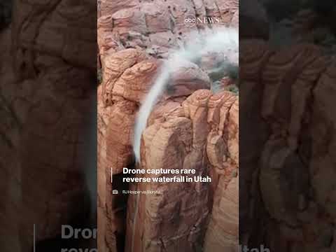 Drone captures rare reverse waterfall in Utah | ABC News