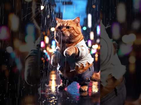 Chubby Cat’s Midnight Rain Dance #cat #dancing #funny #shorts