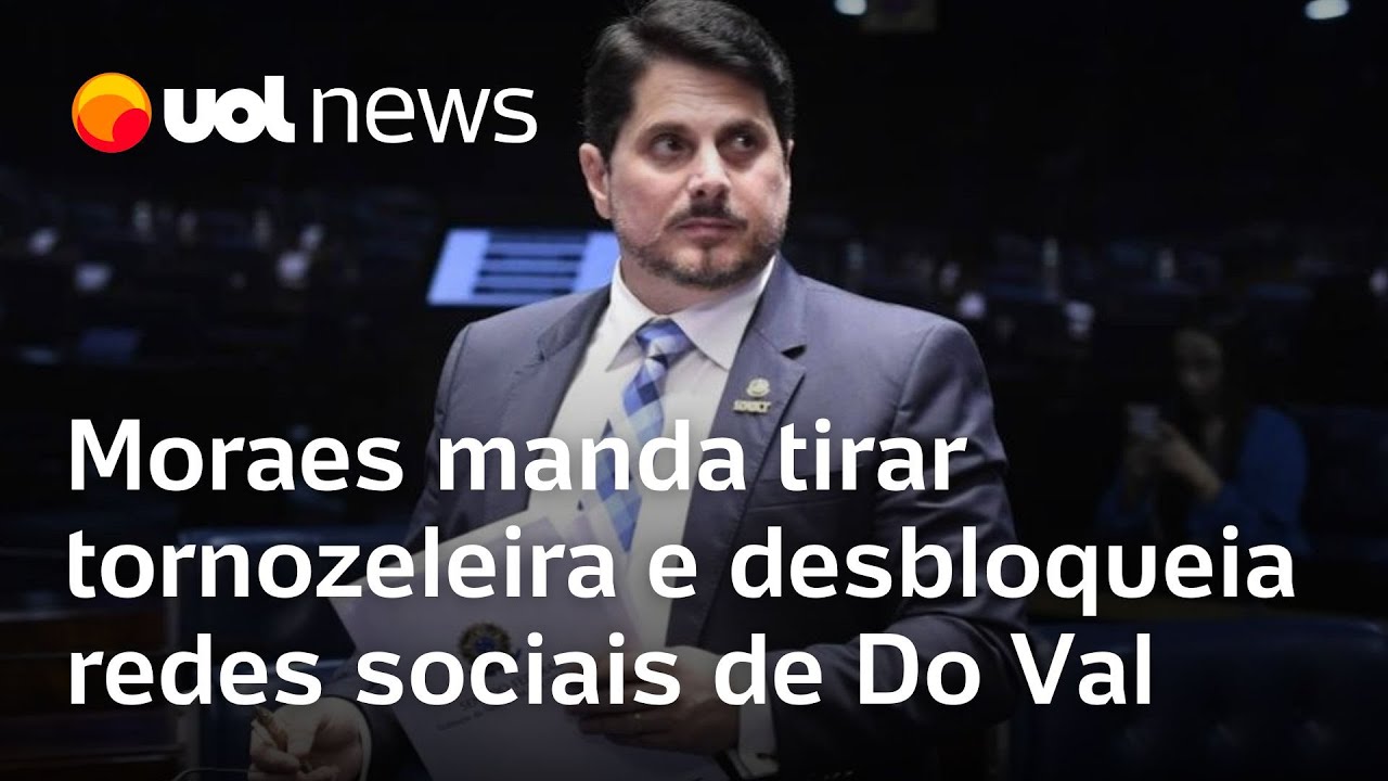 Moraes manda tirar tornozeleira e desbloqueia salário e redes sociais de Marcos do Val