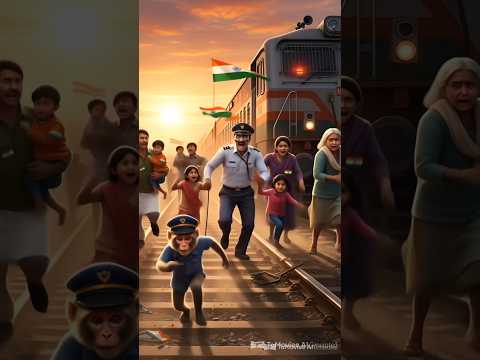 The Monkey Hero (Part 23): Train Explosion Rescue | Emotional Indian Hero Story #shorts #monkey
