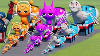 Big & Small CURSED Sprunki Durple the Train vs Oren vs Thomas the Train vs Captain Hand BeamNG.Drive