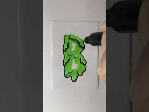 🐸 DRAWING A SLIME LETTER B FOR HALLOWEEN Part 4 Outline | Doodle Art | zooshii