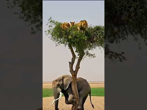 Angry Elephant : Persistent Lions #short #AngryElephant #Persistent Lions #WildLife #Elephant #Lion