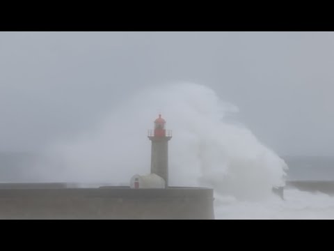 When the Ocean Rages: Giant waves Crash Against the Lighthouse ⚠️