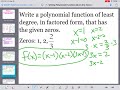 Writing Polynomial Functions from Zeros