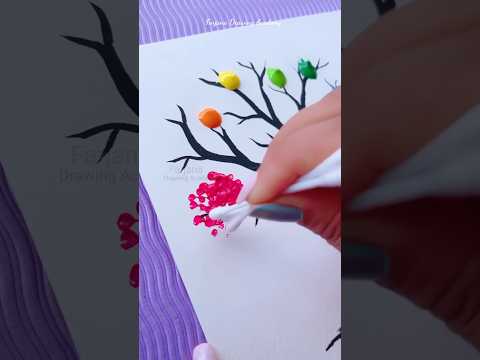 Easy technique to painting 😱 || Colorful tree #art #shorts #painting