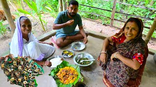 ধান ক্ষেতের লাল মেঠো কাকড়া দিয়ে বাগানের কচি কচি শাকের রান্না সঙ্গে রিঠে মাছ ভাজা | villfood recipes