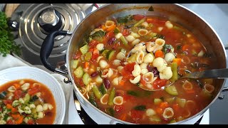 Sopa Minestrone - Sopa de Vegetales y Pasta - ¡Deliciosa!