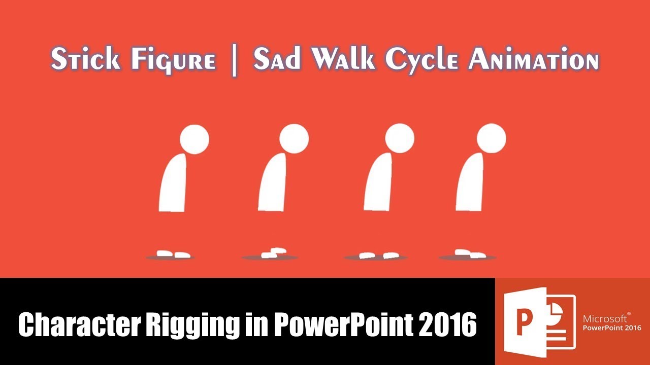 Stick Figure Sad Walk Cycle Animation in PowerPoint The Teacher