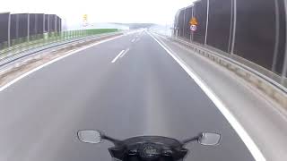 Thumbnail of a YouTube video with a view of the road from the motorcycle rider's perspective
