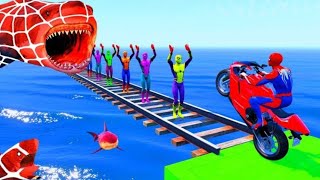 Superhero Spiderman vs Spiderman , hulk ,stunt race 💪#superhero #spiderman #gta5