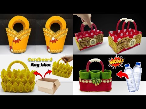 4 Ide Kreatif Tas Dari botol plastik & Kardus | Kerajinan tangan | Best Out of Waste