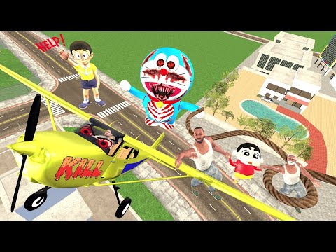 Franklin Saving His City From Horror Doraemon In Indian Bike Driving 3d: