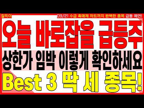 급등 대장주 주가전망) <strong>오늘</strong> 바로잡을 급등주 상한가 임박 이렇게 확인하세요 Best 3 딱 세 <strong>종목</strong>! | 디에스경제타임즈 칠득이