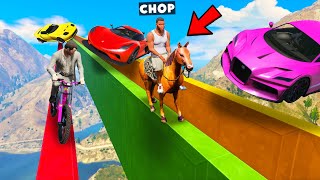 GTA 5 CHOP AND FROSTY RQCE HORSES IN CARS VS RUNNERS CHALLENGE