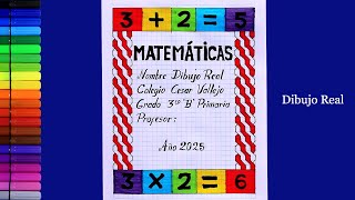 Caratula bonito para  matemáticas  primaria 2025