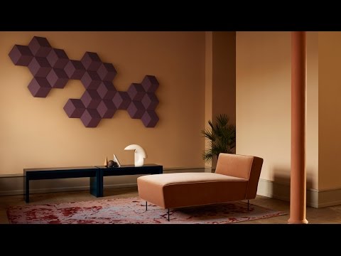 Bang & Olufsen's modular BeoSound Shape speakers are arranged like wall tiles