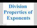 Properties of Exponents
