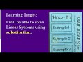 Solving Linear Systems with Substitution Techniques