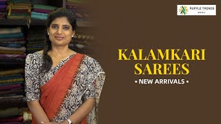 🔖 Code: KC010 | ₹999 | www.ruffletrends.com | Kalamkari Heritage Cotton Saree 🧵