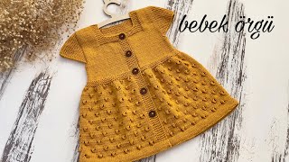 Bebek örgü üç parça elbise yapımı