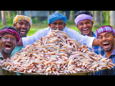 NETHILI FISH FRY | White Anchovy Fish Recipe Cooking in Village | Crispy Fried Fish Recipes