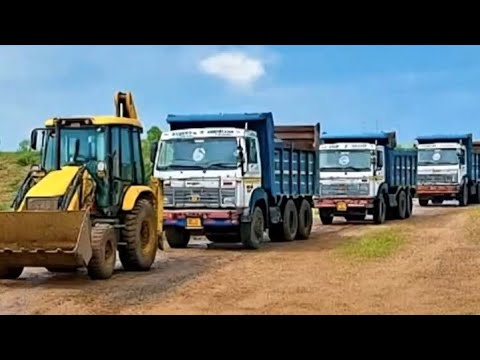 Three JCB 🟡 And Six Ashok Leyland Trucks Were Going For Mud Loading When we Saw a Snake On The Way."