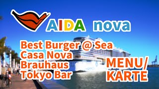 Menu on AIDA nova / Karte am AIDA nova