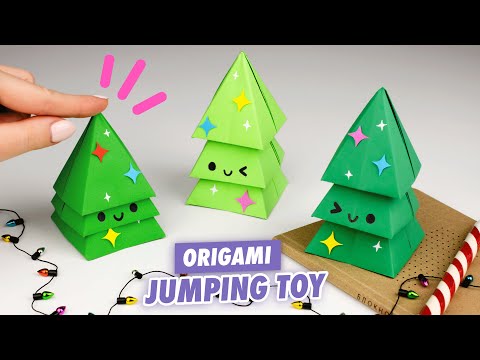 Оригами Прыгающая ЕЛКА из бумаги | Новогодняя игрушка антистресс | Origami Paper Christmas tree