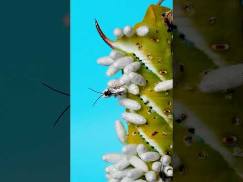 Wasps emerging from a caterpillar!