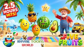 Five Little Fruits 🍎 | 2 Hr 27 Min Nursery Rhymes | Rhyme Toons World